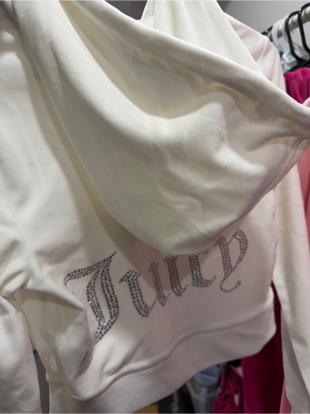 Juicy Couture Cream Full-Zip Hoodie with Script Charm